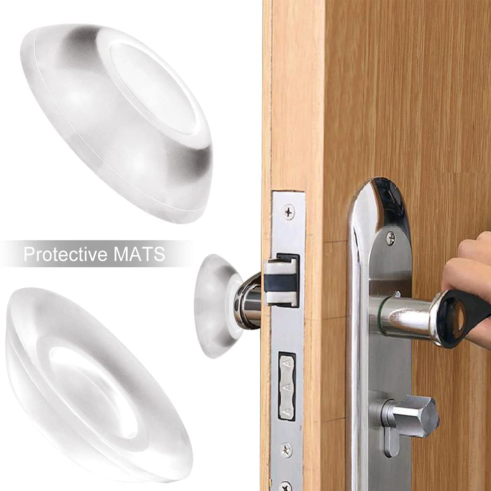 6 Stück PU-Tür-Wandschutz-Pads, waschbar, selbstklebend, transparenter Türstopper, wiederverwendbar, weich, rund, stoßdämpfendes Gel