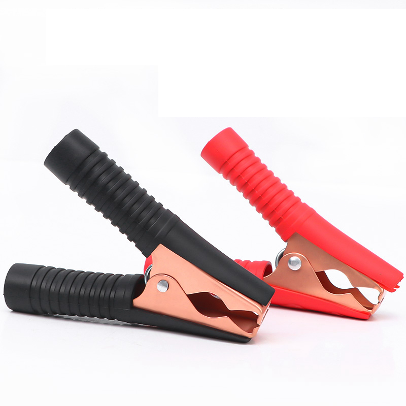 Pinzas de cocodrilo para coche, pinzas de batería, 2 piezas, 100A, color rojo y negro