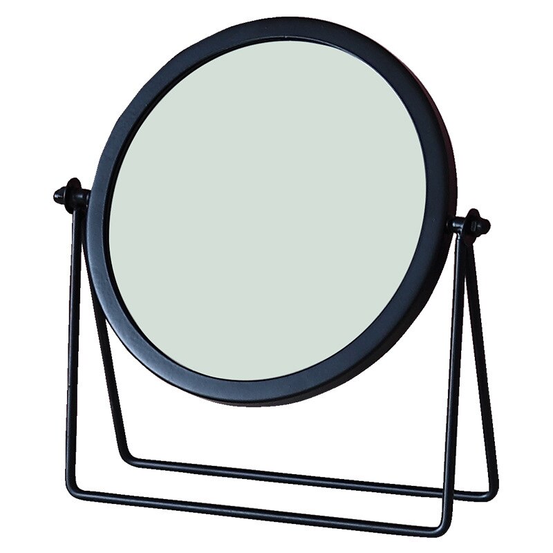 HD Black Edge Bracket Makeup Mirror 360 Degree Rotating Portable Simple Desktop Cosmetic Mirror Metal Vanity Mirror Make Up Tool