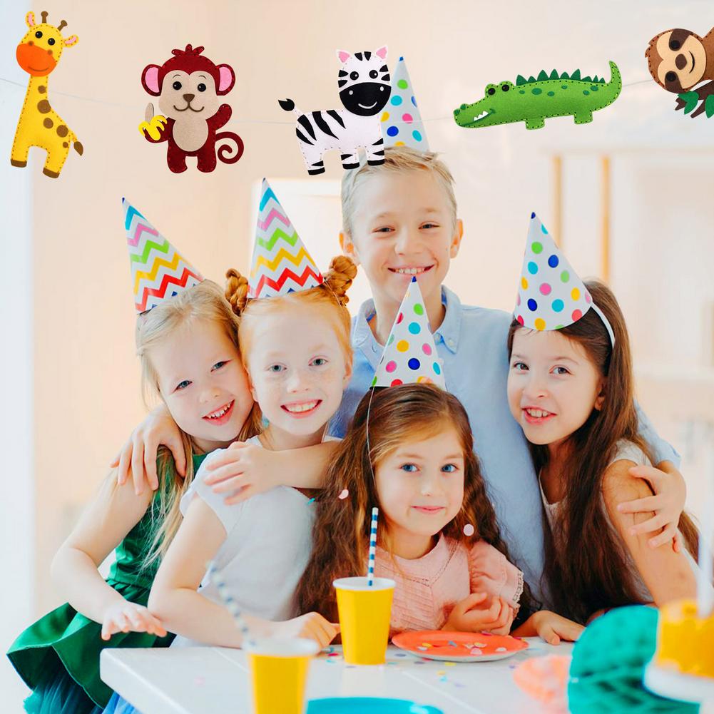 Kit de costura para niños, Kit de manualidades de fieltro con formas de animales de la selva, trajes de manualidades educativas con hilo de bordar de plástico N