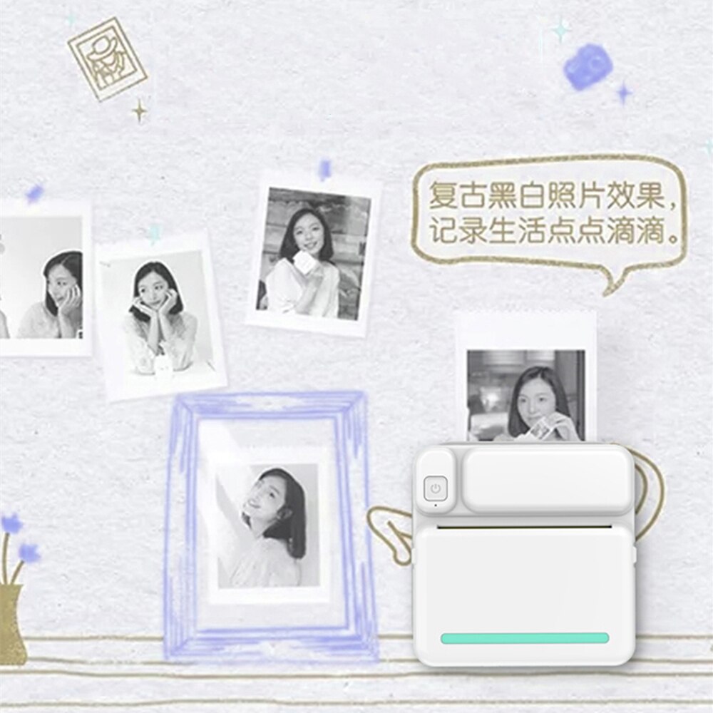 Pink Blue Portable Thermal Printer MINI Photo Pocket Thermal 58mm Printing Wireless Bluetooth Android IOS Label Notes Printer