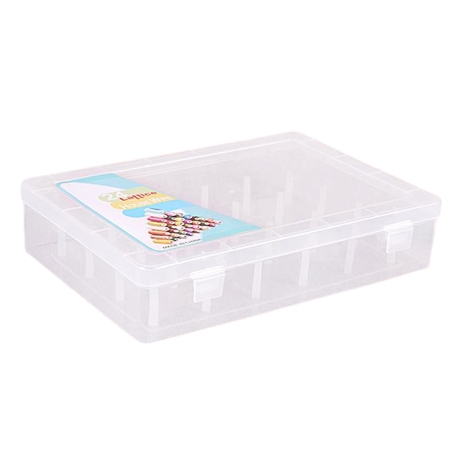 Solid Sewing Thread Storage Box Container Case Holder with 24 Pieces Trays Pillar Prevents Twining