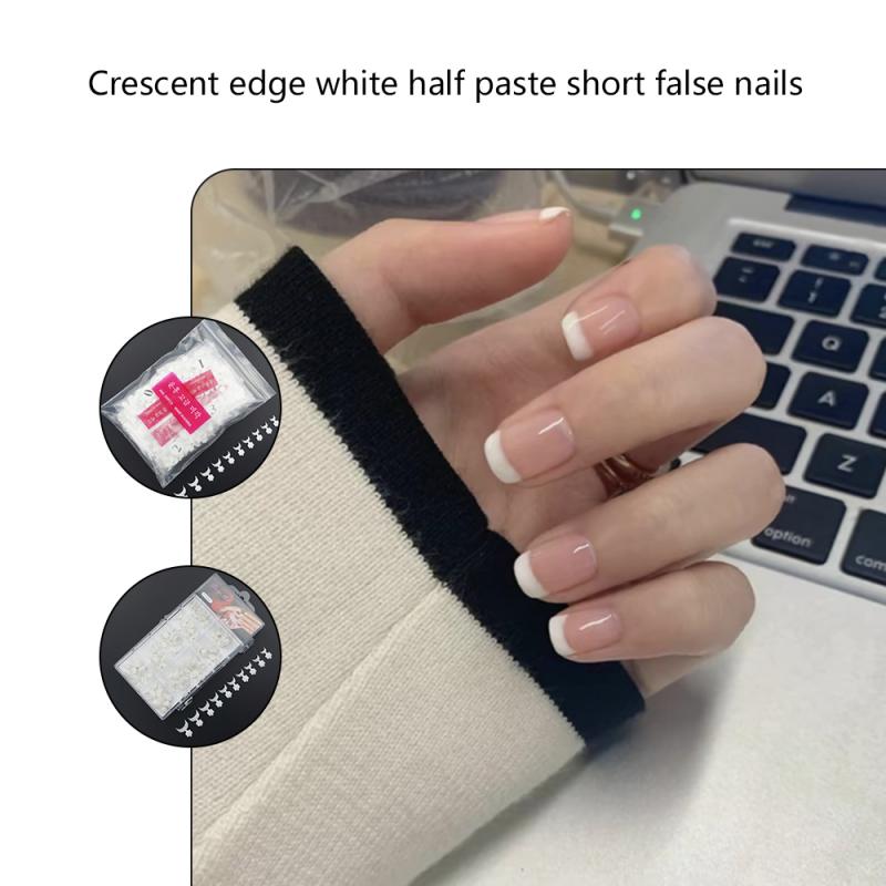100 stk /500 stk manicure negle halvmåne fransk kant hvid fransk halvpasta korte falske negle negleværktøjer