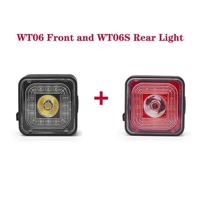 High Lumen Bicycle Front Light Smart Sensing Rear Light Set IP66 Waterproof MTB Taillight Road Bike Night Cycling Safety Lamp: WT06S 2pcs Light Set