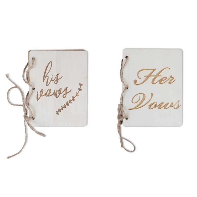 Wedding Card Kraft Paper Wooden Vow Books His Her Vow BooksBooklet Vow Notebook Props Wedding: Default Title