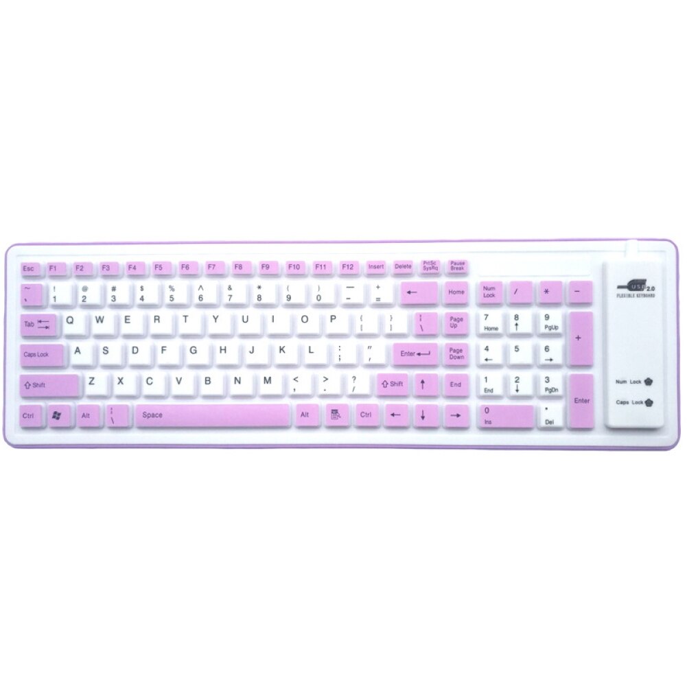 103 Keys Foldable Office Silent Wired Keyboard Dustproof Soft Keyboard Letters Silicone Gaming Keyboard For Laptop/Computer: purple