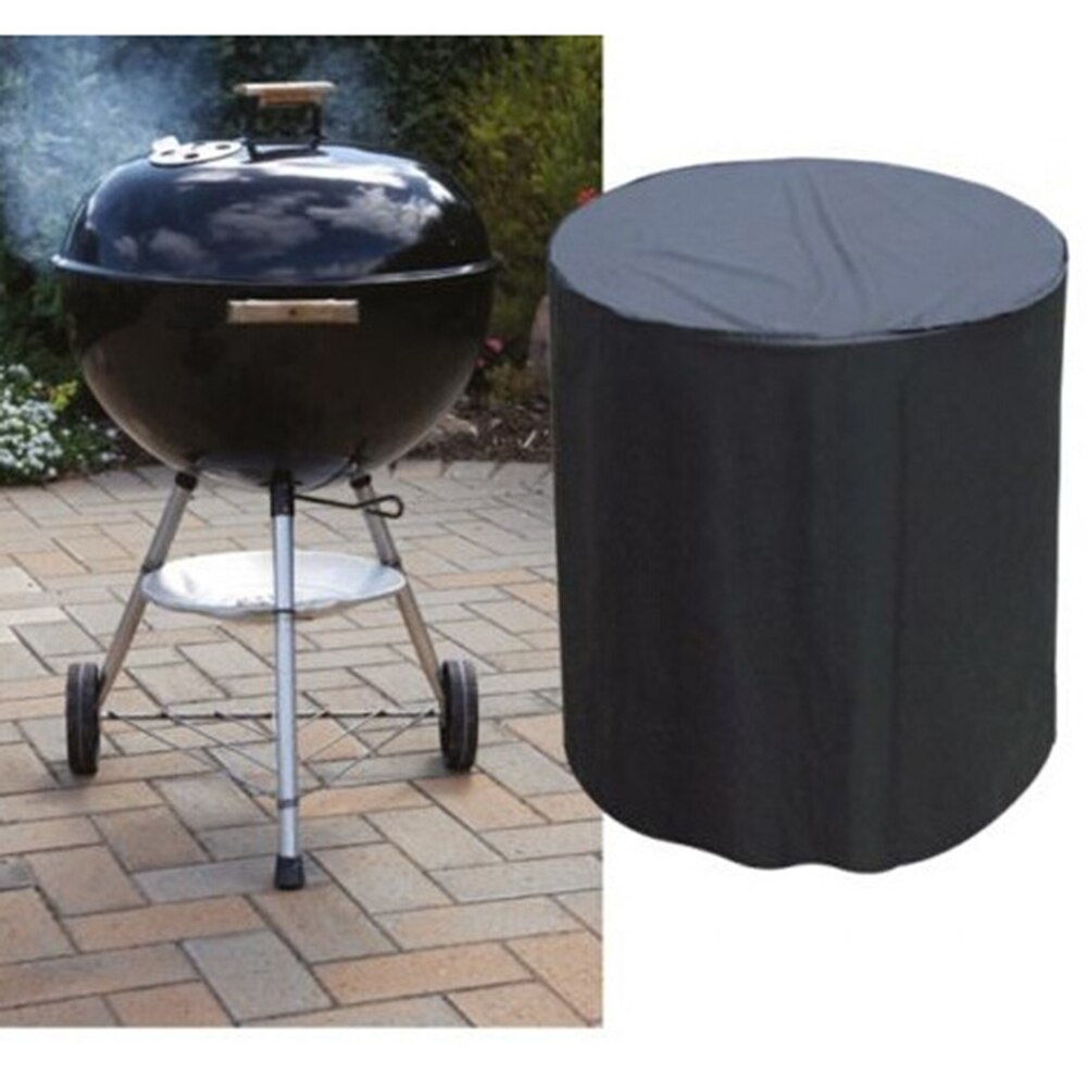 Musta vedenpitävä bbq -kansi pyöreä raskaan käytön grillauskansi weber sade barbacoa anti pöly sade kaasu puuhiili sähkögrilli