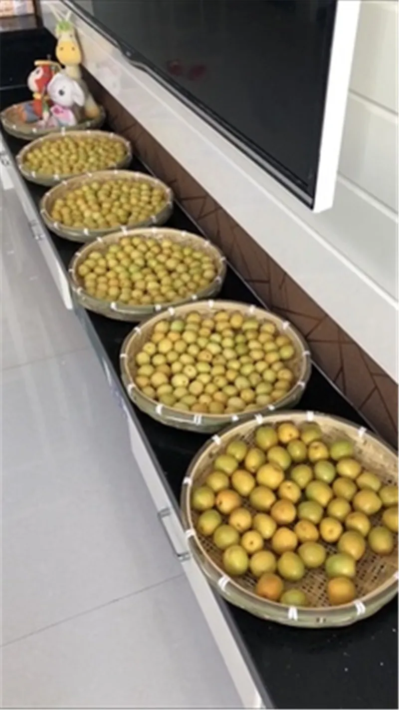 Cesta de bambú hecha a mano, tamiz de tejido de drenaje, bandeja de frutas, cestas de comestibles, redonda e irrompible, cesta de natural, cesta de almacenamiento