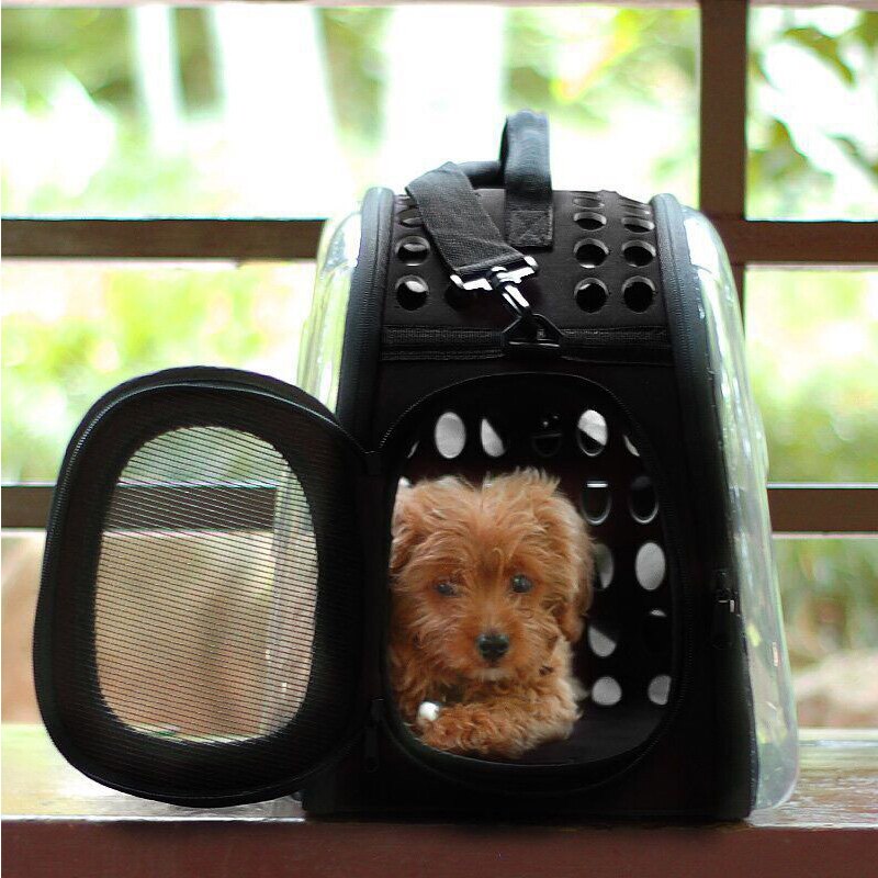 Draagtas voor honden en katten, reistas voor huisdieren, reistas met transparante opvouwbare tas, reistas voor huisdieren, reistas voor huisdieren
