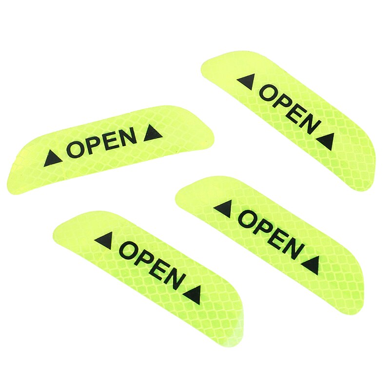 4x Fluorescent Green Car Door Open Sticker Reflective Tape Safety Warning Decal