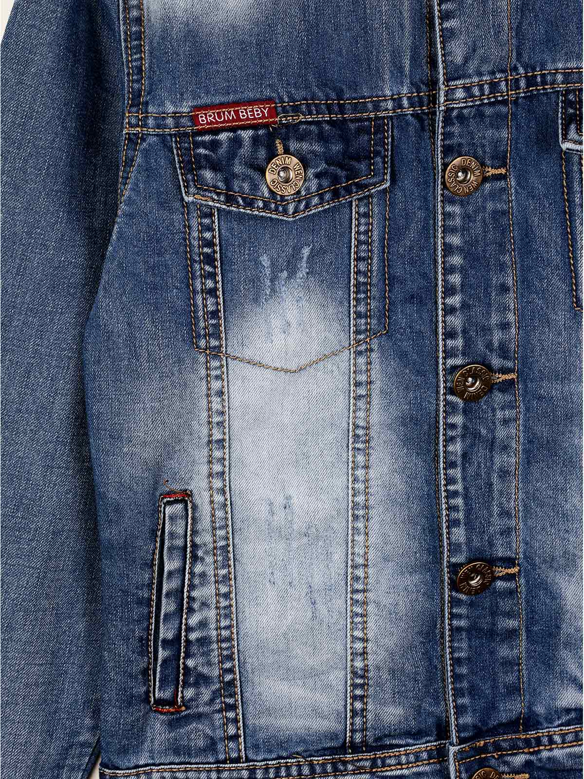 Denim jas effect gewassen slim fit