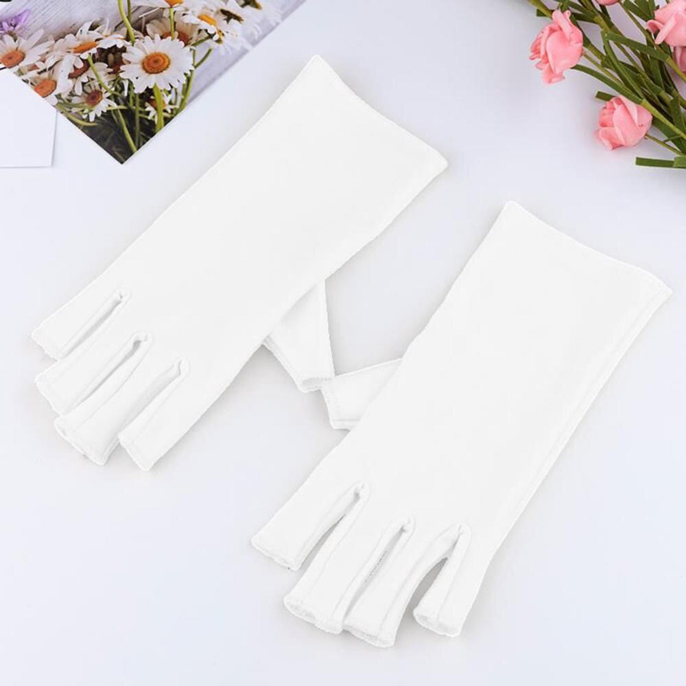 2Pcs Anti Uv-stralen Beschermen Handschoenen 9 Kleuren Nail Handschoenen Led Lamp Nagel Uv Bescherming Straling Proof Handschoen Manicure nail Art Gereedschap: White