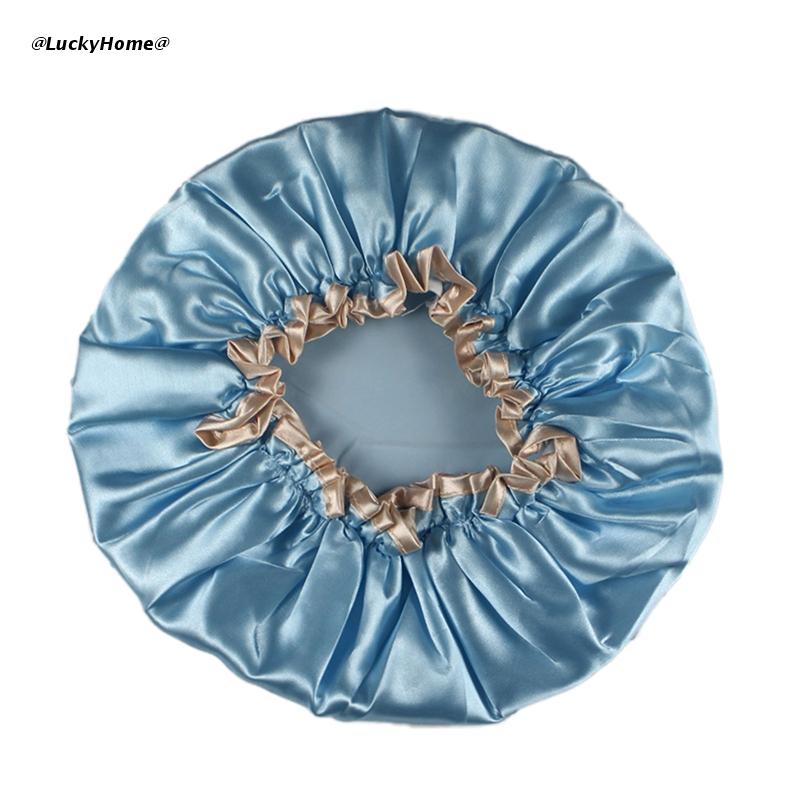 Bonnet de bain épais Double couche, imperméable, pour femmes, accessoires de salle de bain, pour voyage, Spa, hôtel, maison: Light blue