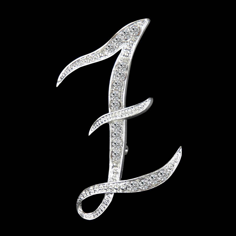 Rhinestone Crystal Broches Beginletter Broche A-S revers Spelden en Broches Clip Naam Sieraden Voor Vrouwen Mannen Wedding: Z
