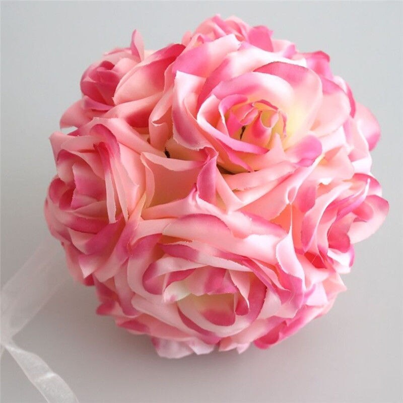 1 stks Kunstzijde Bloem Rose Kissing Balls Boeket Middelpunt Pomander Party Bruiloft Middelpunt decoraties: Roze