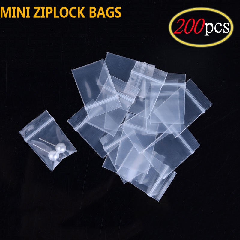 300/100pcs Clear Plastic Mini Ziplock Jewelry Bags Small More Thicker Crystal Packing Pouches Reusable Pochette Zipper Lock Sack