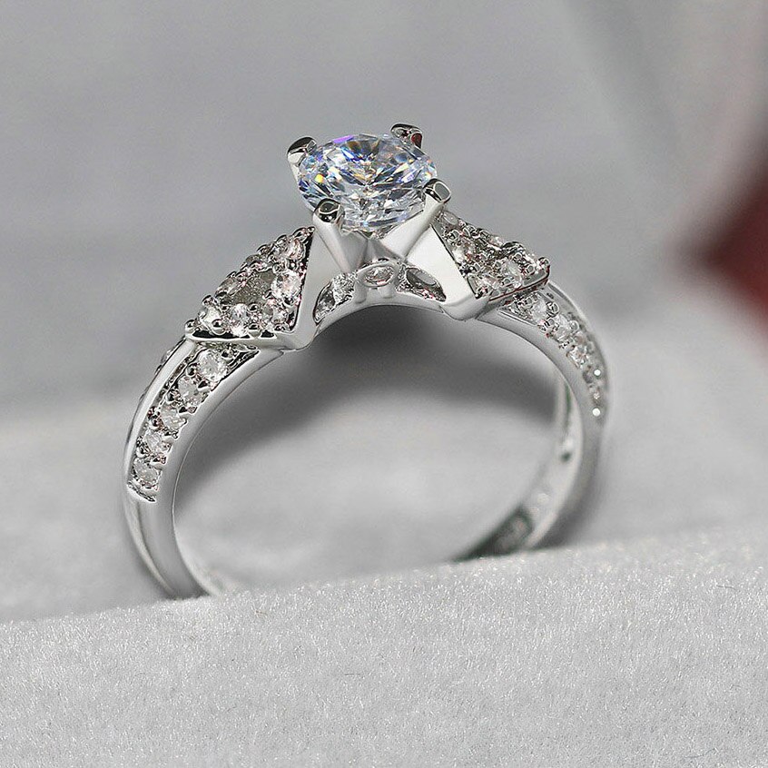 Sliver Kleur Bijoux Wedding & Engagement Ring AAA Cz Sieraden Voor Vrouwen Als Aniversray R541