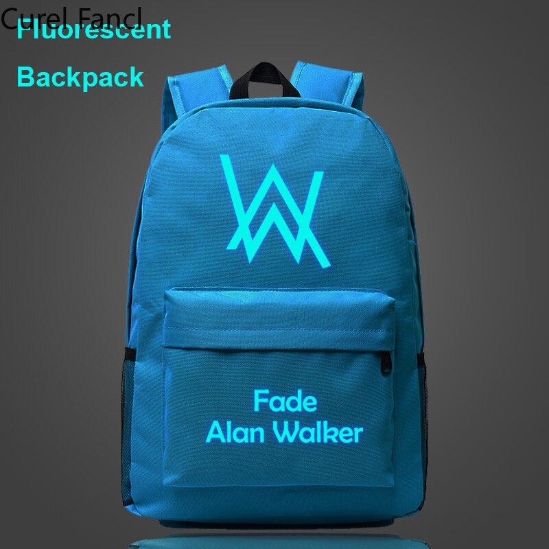 Mochila escolar fluorescente con dibujo de Alan Walker para niños y niñas, morral escolar para adolescentes,