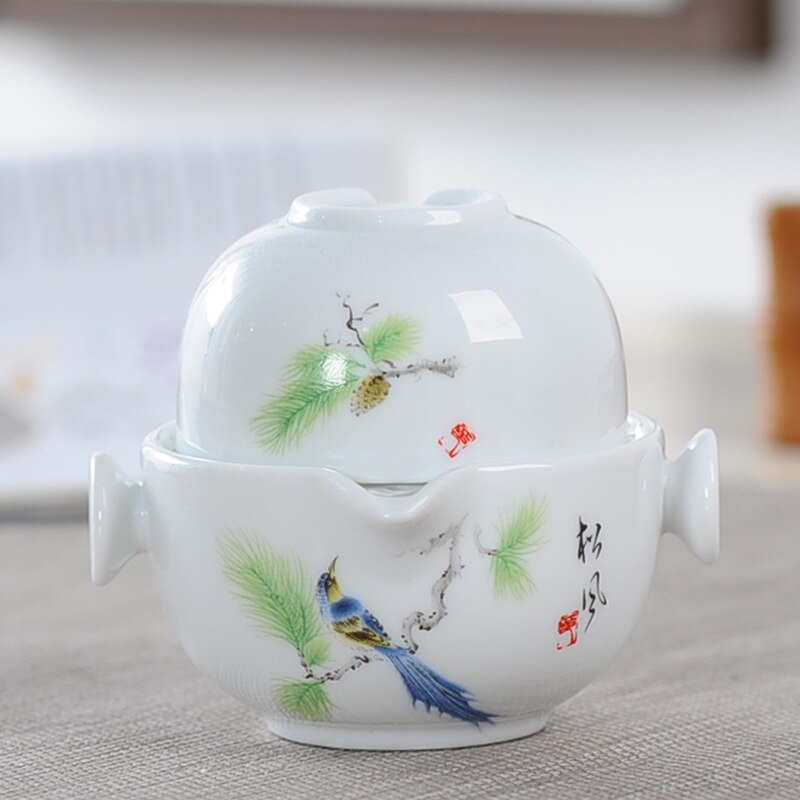 Ceramics Tea set Include 1 Pot 1 Cup, and easy gaiwan,Beautiful and easy teapot kettle,kung fu teaset