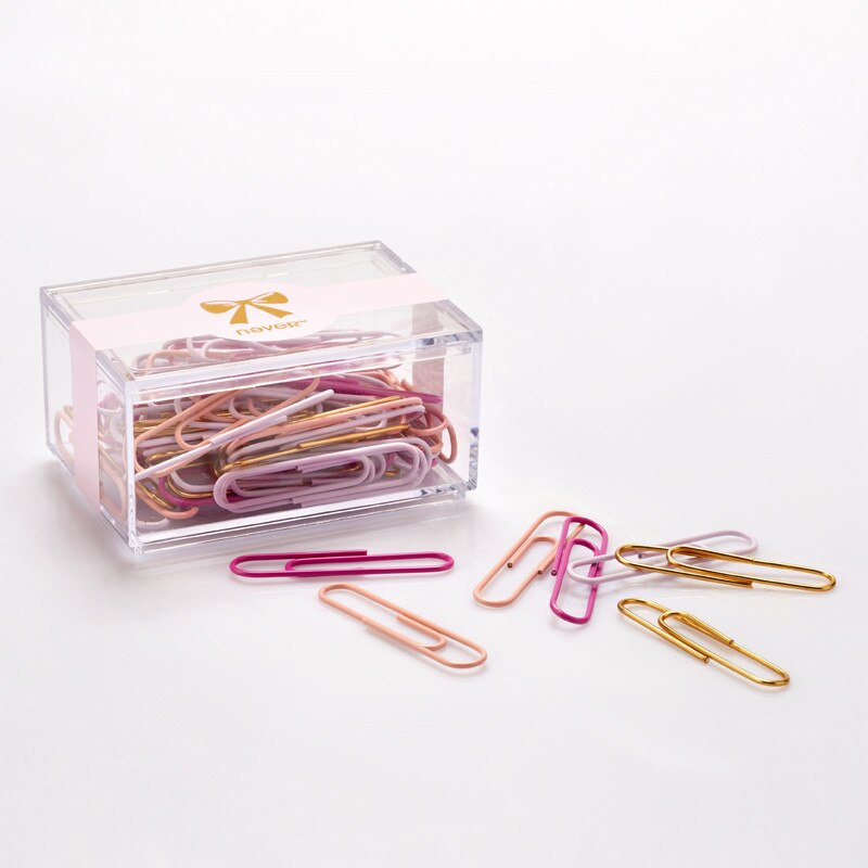 70 stk 50mm metal papirclips farvede u type bogmærke clips i gennemsigtig holder kontor- og skoleartikler papirtilbehør