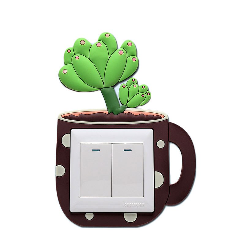 1pc Cute Switch Sticker Room Decor Cartoon Cactus Switch Cover Wall Sticker Luminous Wall On-off Sticker Home Decoration
