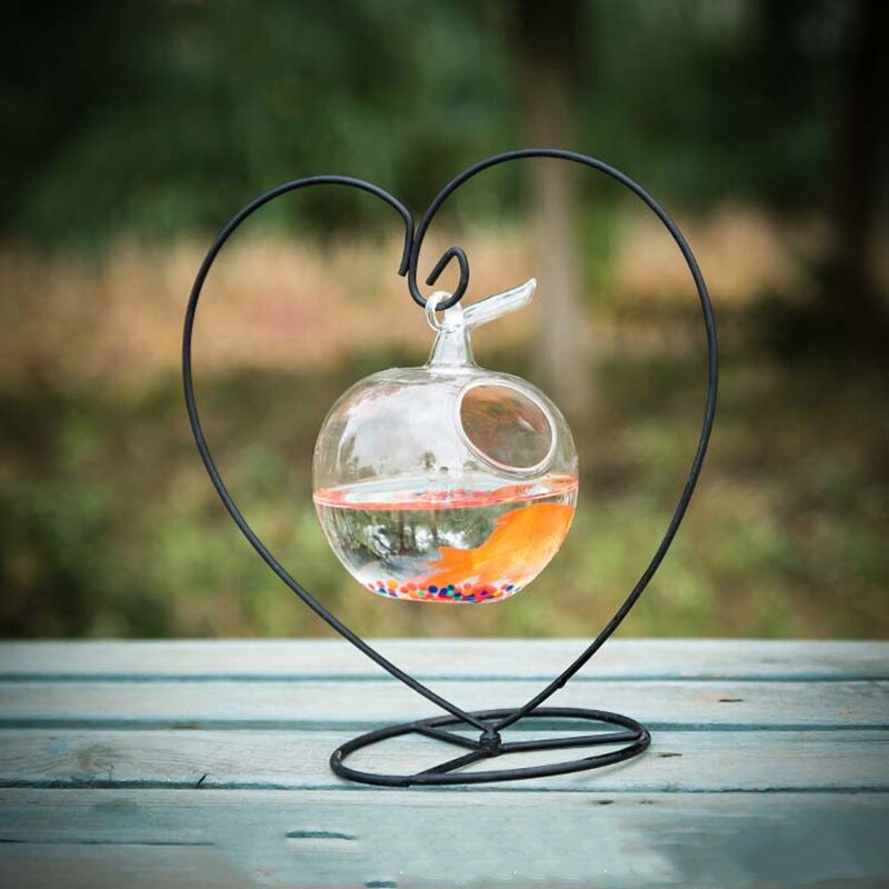 Ecosphère boule de poisson rouge suspendue | En forme de amour, Vase de fleur d'aquarium, bol de Table pour petit animal de compagnie, accessoire: Bleu