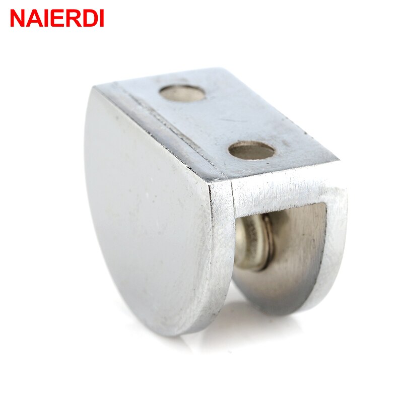 4PCS NAIERDI Half Round Glass Clamps Plane Zinc Alloy Shelves Support Two Hole Corner Bracket Clips For 8mm Furniture Hardware