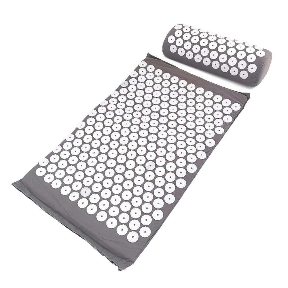 Massager Kussen Massage Yoga Mat Acupressuur Pijn verlichten Stress Rugpijn Spike Mat Acupunctuur Mat en Kussenset: Licht Rood