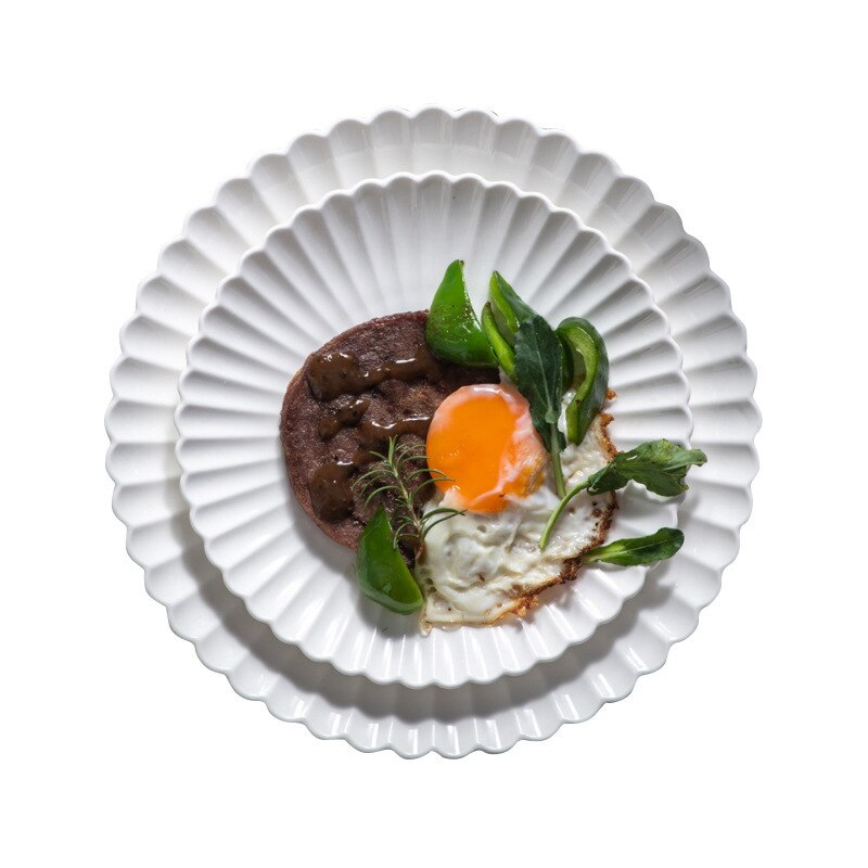 European white plate ceramic plate flat bottom round steak plate Western restaurant tableware cake pizza customization: Dark Gray