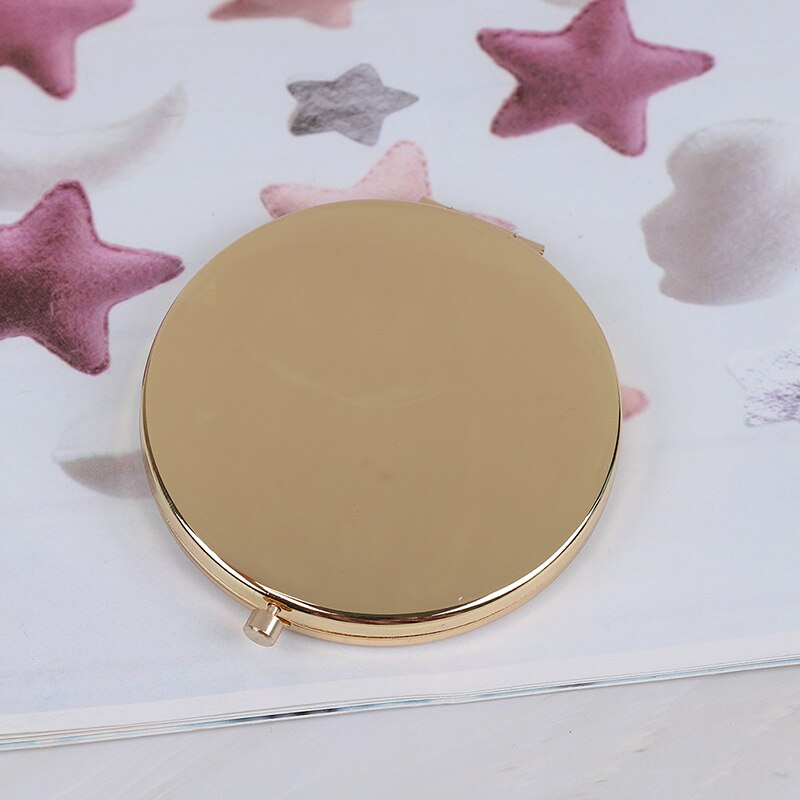 1PC Mini Double Side Mirro Women Ladies Make Up Mirror Cosmetic Folding Compact Pocket With Makeup Tool Nice: Gold