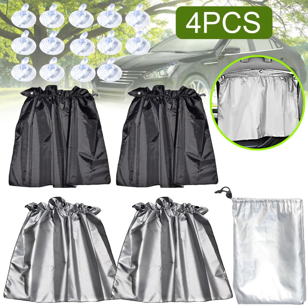 2/4 st bil solskydd auto sidofönster gardin sommarsol uv sugkopp 190t polyester taft integritetsskydd ark