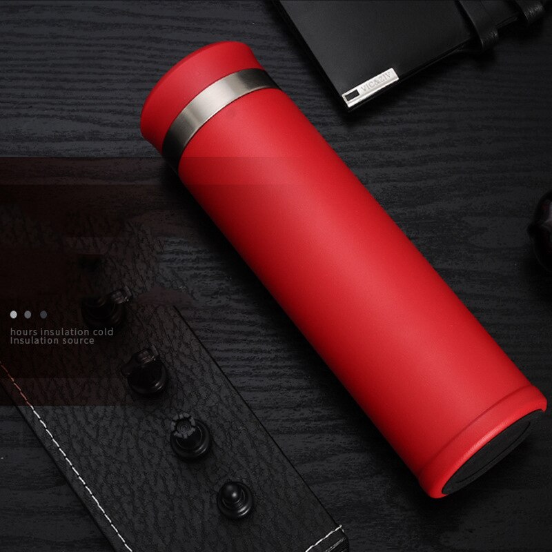 500ML Stainless Steel LED Digital Smart Cup Thermo Water Bottle Travel Cup Intelligent Temperature Measuring Cup: Red