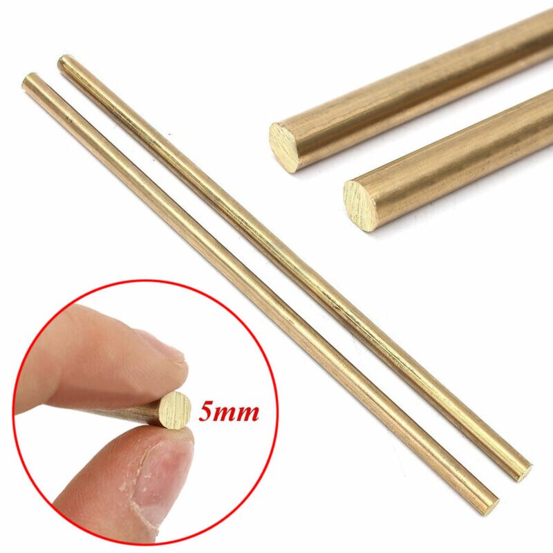 2 PCS Brass Solid Round Rod 150mm/6" long 5mm Lathe Bar Stock
