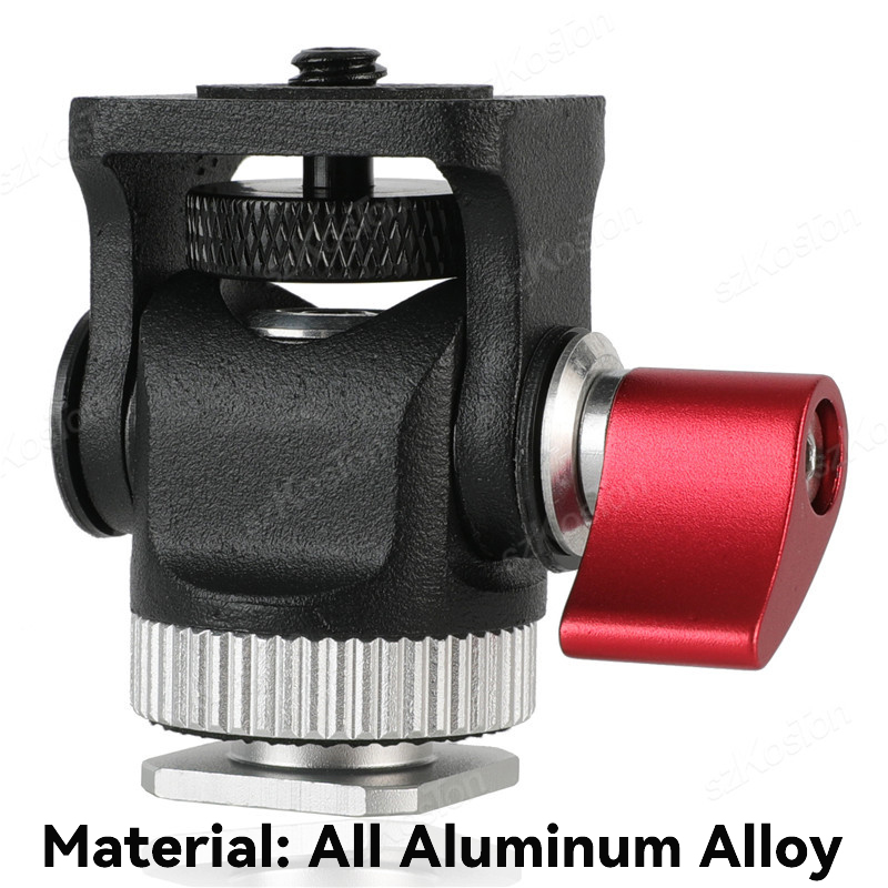 Mini soporte para Monitor, cabezal de trípode, adaptador de zapata fría de 1/4 pulgadas para montaje de Monitor de cámara, Flash, micrófono, luz de relleno LED: Azul