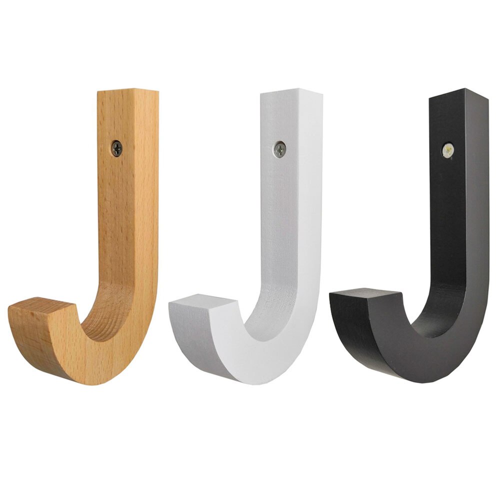 3 PCS Moderne massief hout speciale J home decoratieve hangers decoratieve haken, Creatieve Haak, speciale Brief J: each color one piece