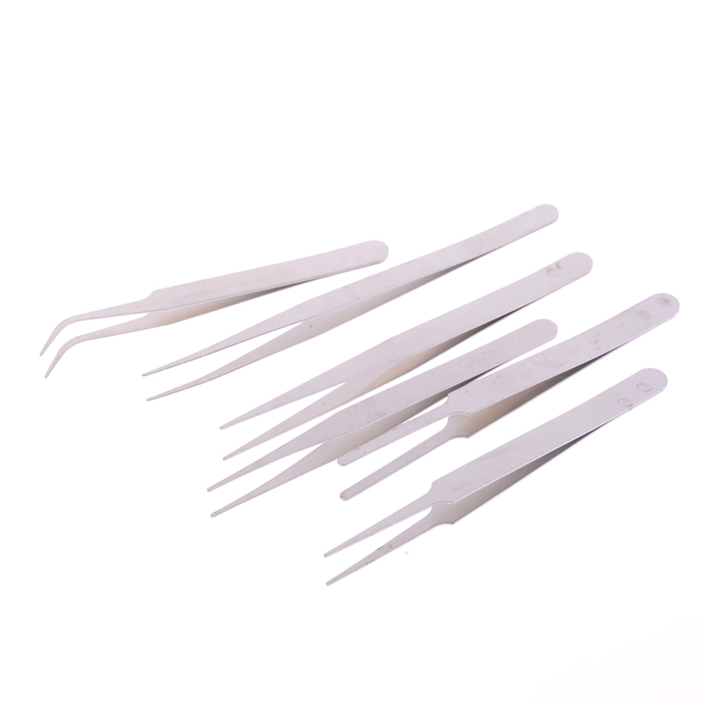 6 Pcs/set All Purpose Precision Tweezer Set Stainless Steel Anti Static Tool Kit Sewing