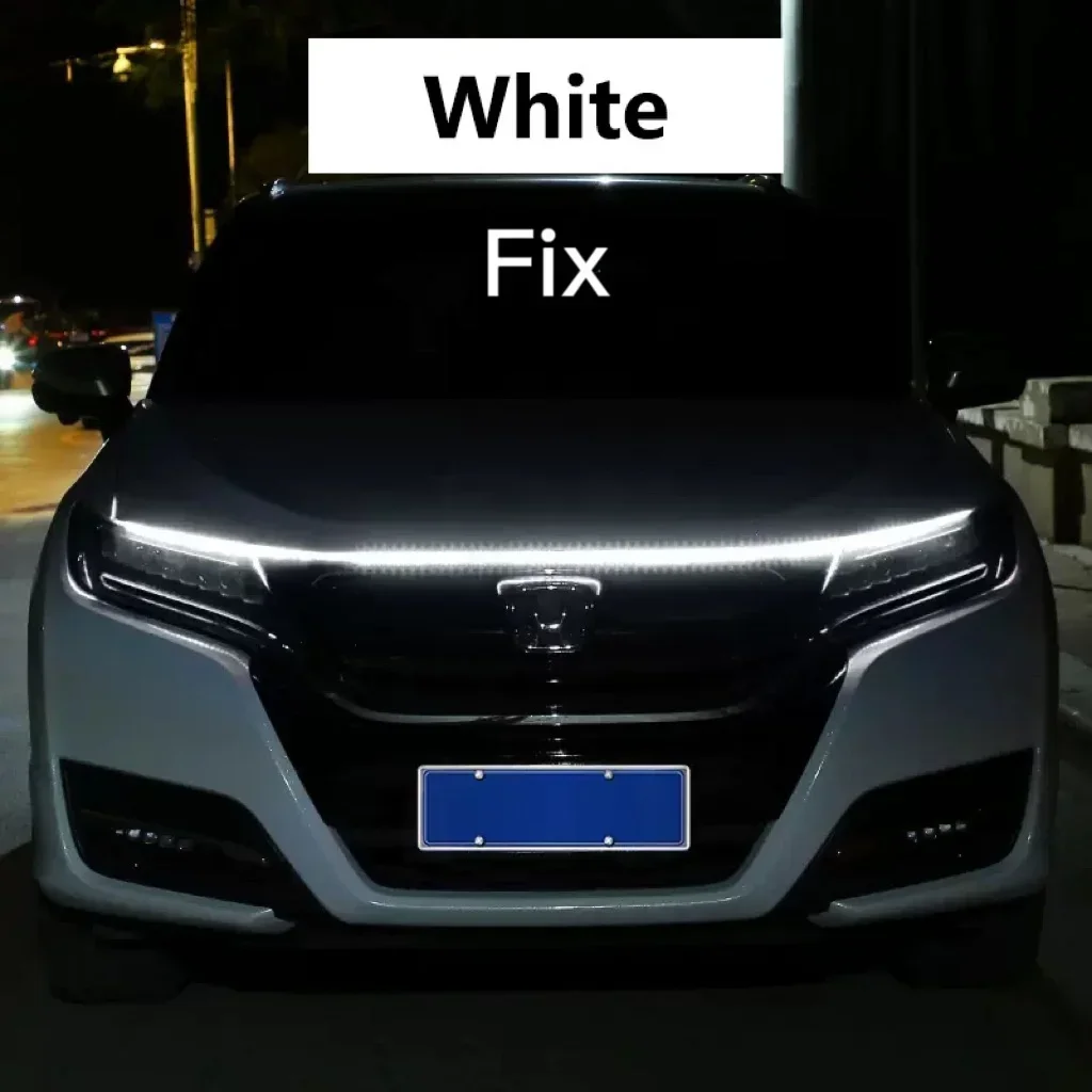 Feu de jour LED DRL pour voiture, avec clignotant, bande lumineuse décorative pour capot de voiture, avec balayage de démarrage, météore dynamique, 12V: 6000 K blanc froid / 4500 K