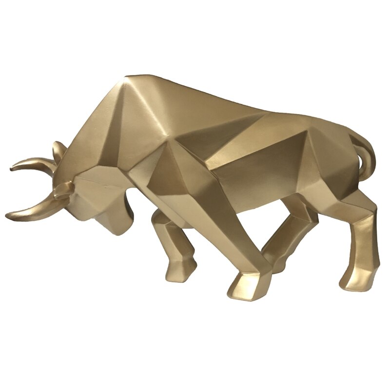 Harpiks geometrisk bison okse skulptur abstrakt okse statue kontor dekorasjon hjem kunst dyr håndverk ornament tilbehør låve