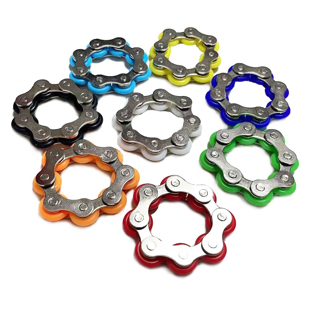 Decompression Pressure Reduction Fun Bicycle Chain Key Ring Fidget Toy Stress Reliever Anxiety Relief