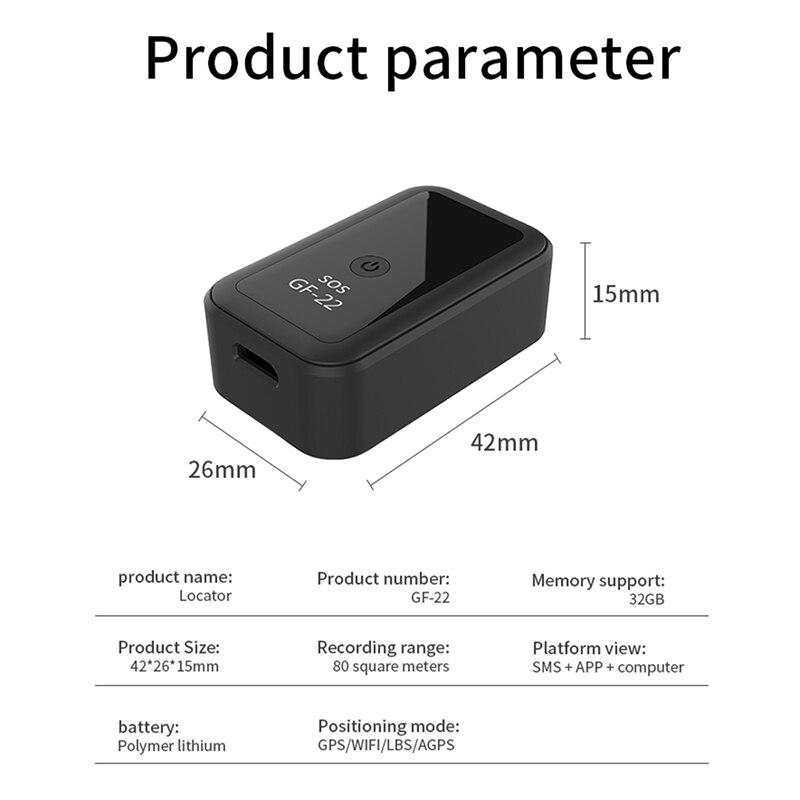 Verbeterde Generatie GF22 Gps Locator Huisdier Tracker Voor Ouderen Auto Anti-Verloren Anti-Diefstal Auto Gps Trackier voor Pet Kinderen