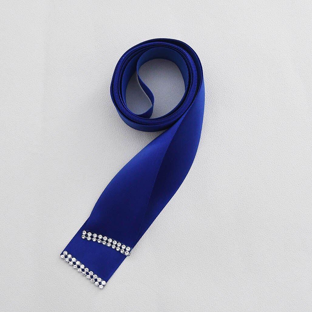 Cinturón de lujo con flores y plumas grandes para mujer, fajín de señora para de boda con diamantes de imitación y cinturón para chica de cristales, S478: royal blue ribbon