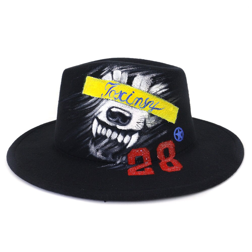 Vrouwen Brede Rand Herfst Fedora Hoed Vilten Hoeden Vintage Afdrukken Kerk Winter Vrouwen Hoeden MZ14: 9