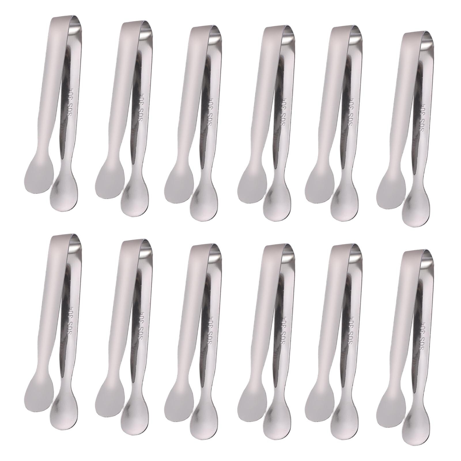 12Pcs Multicolored Mini Sugar Clips Small Ice Tongs Ice Clips Kitchen Tools For Tea Coffee Bar Kitchen Barbecue BBQ Clip: Silver