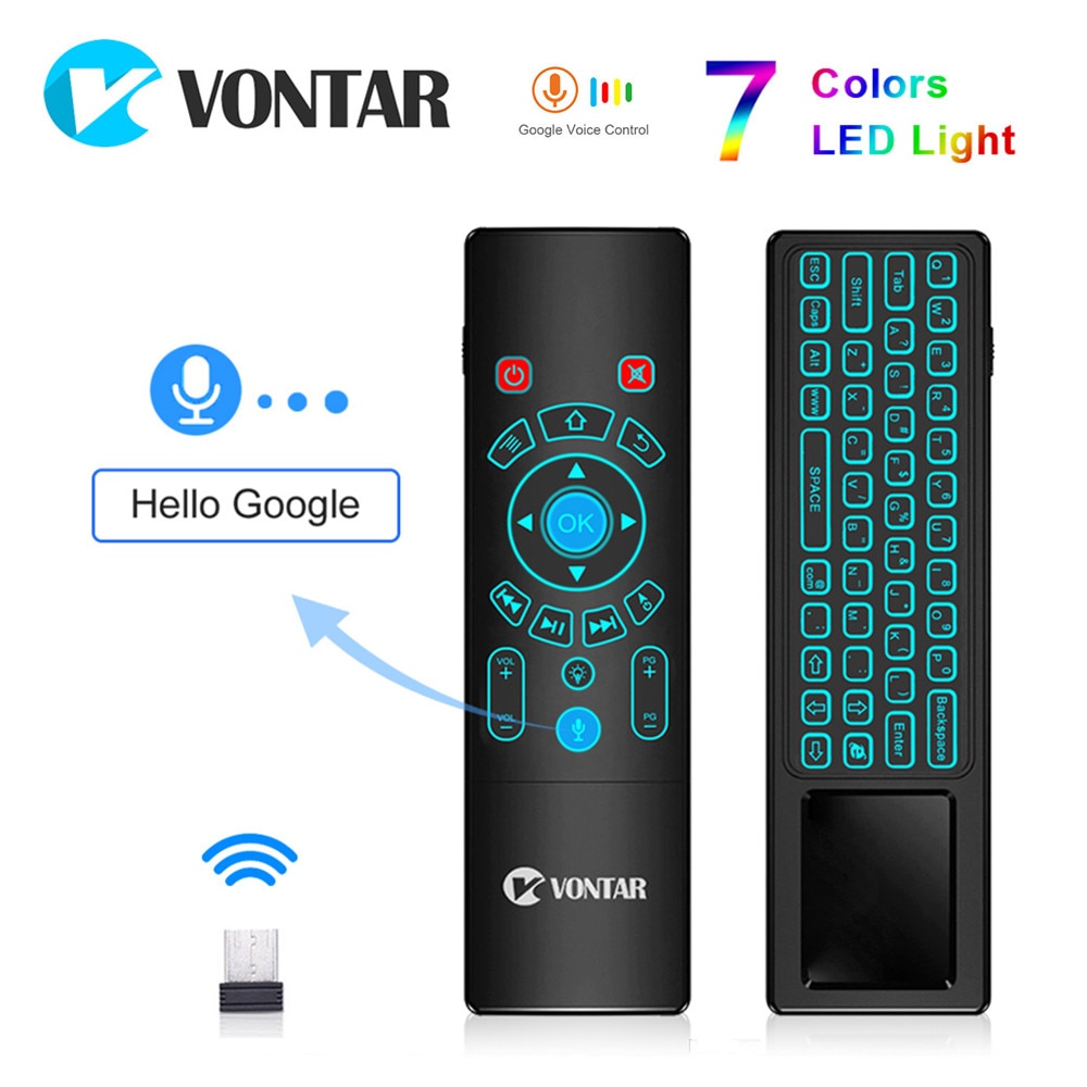 2.4G Mini Draadloze Toetsenbord Voice Afstandsbediening Fly Air Mouse T6 Plus T8 Backlit Gyro Touchpad Game Android Tv doos X96 Mini Max