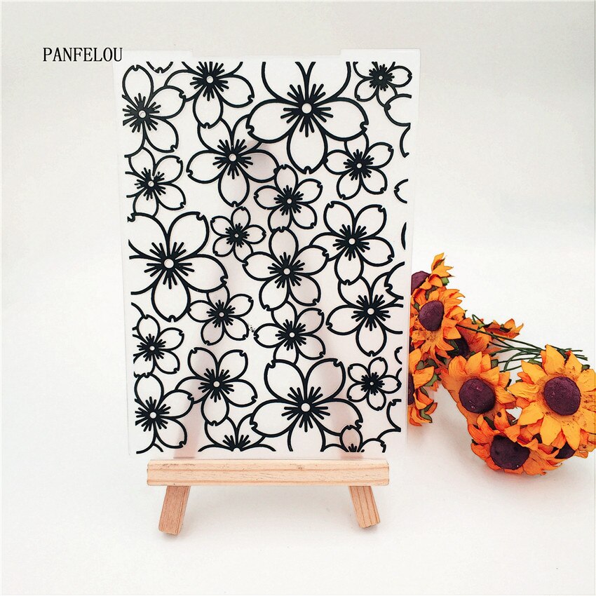 Cherry Blossom Embossing Folders Plastic For Scrapbooking DIY Template Fondant Cake Photo Album Easter Card MakingHalloween