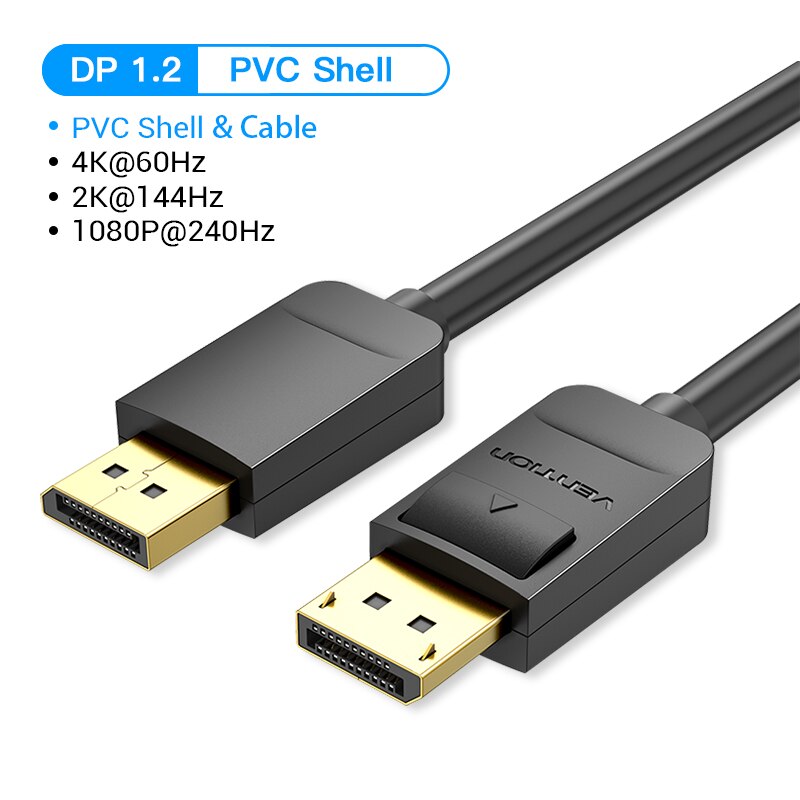 Vention DisplayPort Cable 1.4 8K 4K HDR 32.4Gbps Display Port Adapter Video Audio for PC Laptop TV DP 1.4 1.2 Display Port Cable: DP 1.2 / 2m