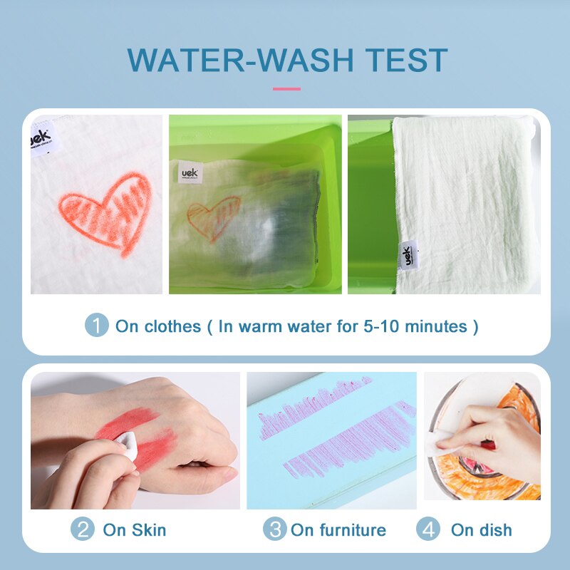 UEK Kids Washable Crayons Non Toxic Silky Washable Twistable Gel Crayon Large Crayons Safe for Baby Children Pastel Watercolor