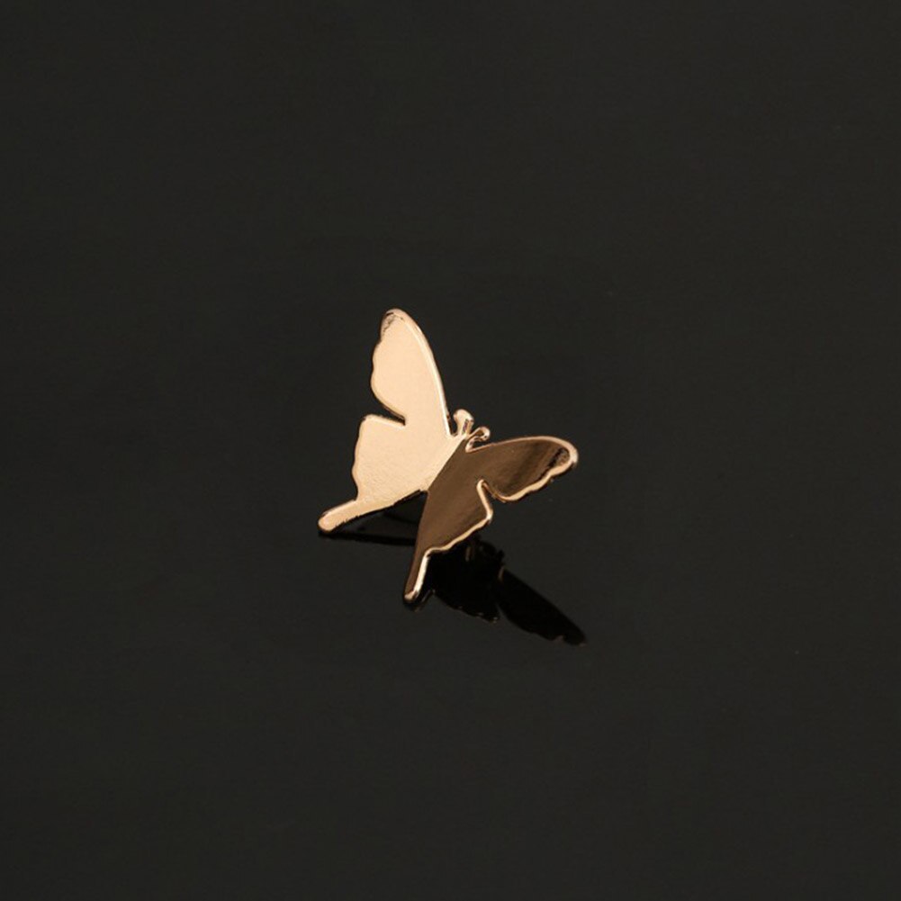 Fly blade lille broche nål unisex legering ahorn blad bryst revers nåle jakkesæt skjorte krave smykker tilbehør rygsæk badge: A-guld sommerfugl