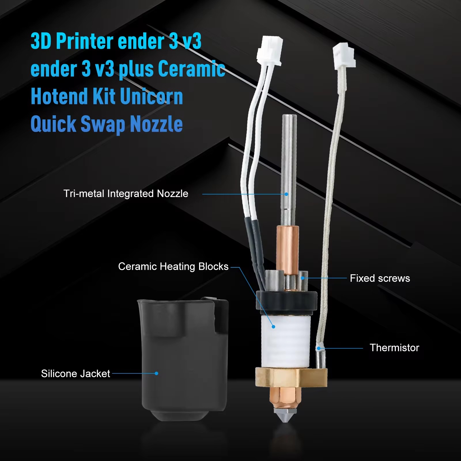 Ender 3 V3 Hotend Ceramic Print Head Ender 3 V3 Plus Nozzle for Ender 3 V3 Plus Extruder End for Ender 3-V3 Plus 3D Printer