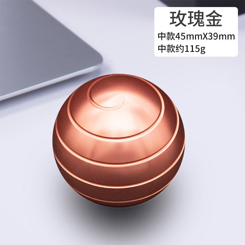 Big Size Gyroscope Desk Toy Metal Gyro Desktop Decompression Rotating Spherical Optical Illusion Flowing Finger Toy For Adult: Everose Gold M